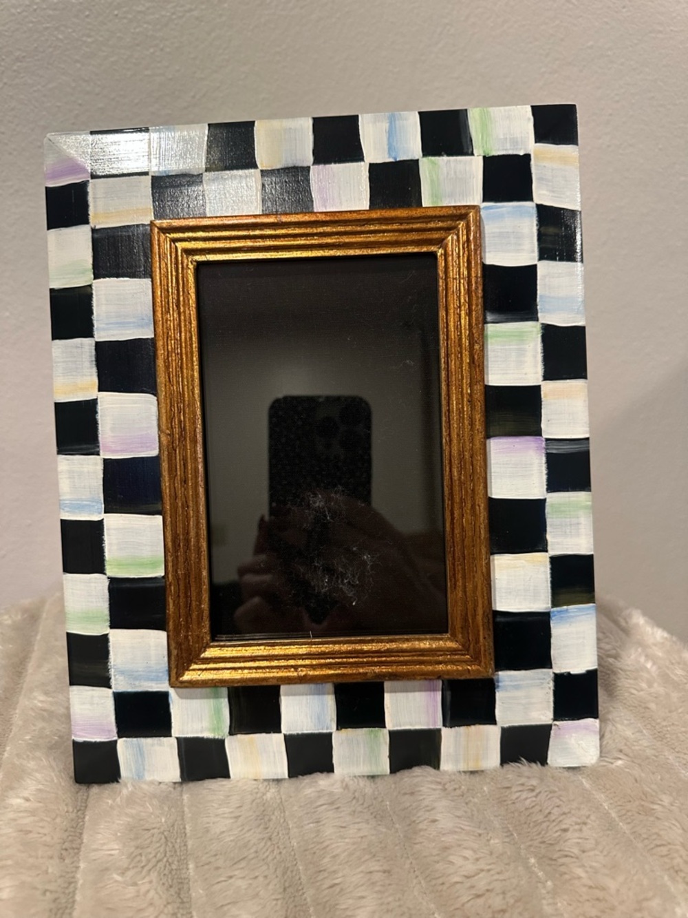 Mackenzie-Childs Courtly Check Picture Frame with Gold Inner Trim